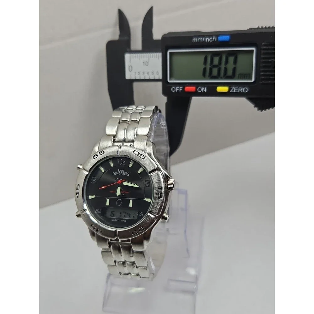 Vintage Lee Dungarees Mens Analog Digital Sport Metal Bracelet Watch New Battery